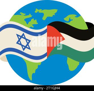 palestine et israël drapeaux dans la planète mondiale Illustration de Vecteur