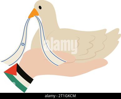 israël et palestine drapeaux en colombe avec la main Illustration de Vecteur