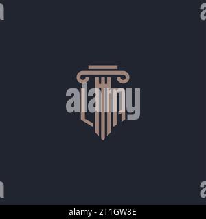 Monogramme de logo initial avec conception de style de pilier pour cabinet d'avocats et société de justice Illustration de Vecteur