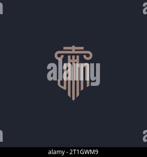 Monogramme initial de logo de JN avec la conception de style de pilier pour le cabinet d'avocats et la société de justice Illustration de Vecteur