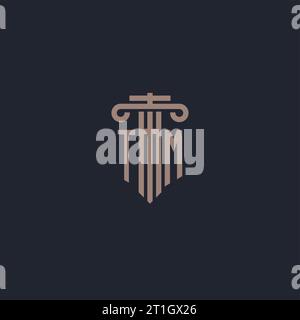 Monogramme initial du logo TM avec conception de style pilier pour cabinet d'avocats et société de justice Illustration de Vecteur