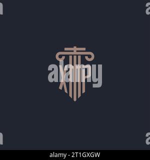 Monogramme initial de logo XP avec la conception de style de pilier pour le cabinet d'avocats et la société de justice Illustration de Vecteur