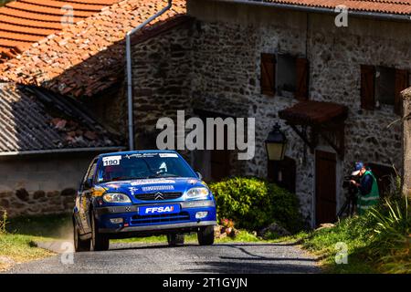 Ambert, France. 13 octobre 2023. 190 DAVIET Quentin, DAVIET Justin, Citroën SAXO VTS N2, action lors de la finale de la coupe de France des Rallyes Ambert 2023, du 12 au 14 octobre 2023 à Ambert, France - photo Damien Saulnier/DPPI crédit : DPPI Media/Alamy Live News Banque D'Images