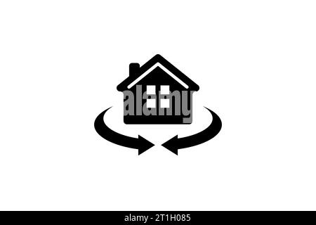 Maison avec conception de symbole d'icône de flèche de rotation. conception de concept de vue complète à 360 degrés Illustration de Vecteur