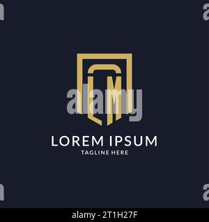 Logo LM initial avec graphique vectoriel de style de conception de forme de bouclier géométrique Illustration de Vecteur