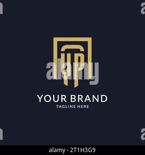 Initiale du logo YP avec un graphique vectoriel de style design en forme de bouclier géométrique Illustration de Vecteur