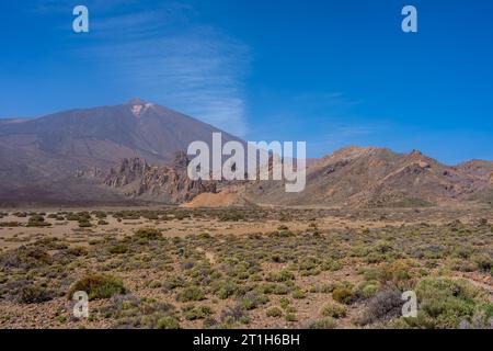 Vue depuis le point de vue de Llano de Ucanca sur le parc naturel du Teide à Tenerife, îles Canaries Banque D'Images