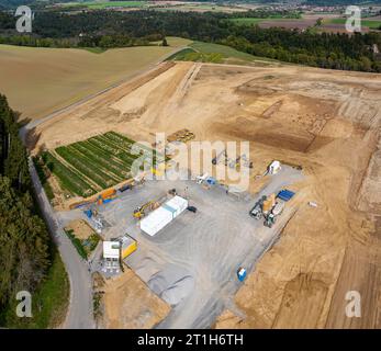 Chantier de construction de la prison de Rottweil, photo drone. Au total, 502 places sont prévues. L’État de Bade-Wuerttemberg investit autour de 280 Banque D'Images