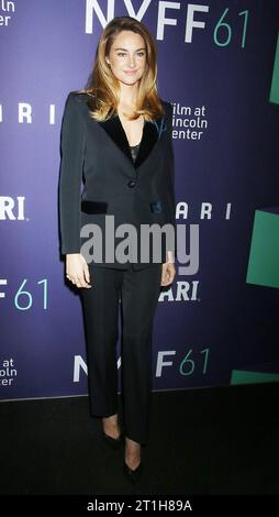 NEW YORK, NY- 13 OCTOBRE : Shailene Woodley au Festival du film de New York 2023 avant-première de Ferrari au Lincoln Center Alice Tully Hall à New York le 13 octobre 2023. Copyright : xRWx crédit : Imago/Alamy Live News Banque D'Images