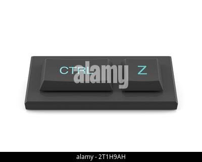 Mini clavier ctrl Z sur fond blanc. illustration 3d. Banque D'Images