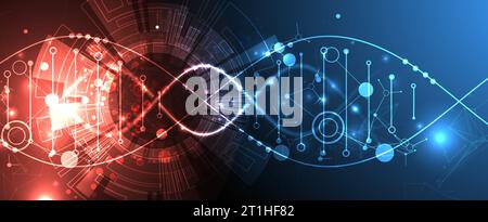 Modèle scientifique, papier peint ou bannière avec des molécules d'ADN. Illustration de Vecteur