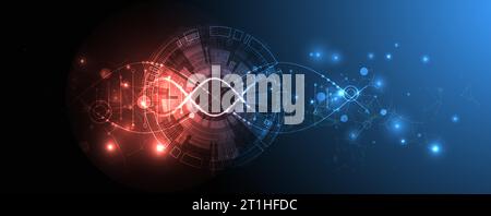 Modèle scientifique, papier peint ou bannière avec des molécules d'ADN. Illustration de Vecteur