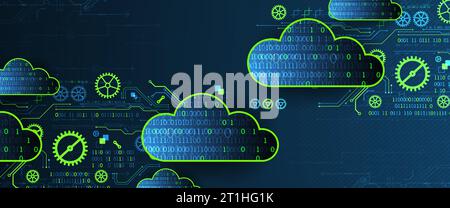 Contexte technologique. Concept Big Data. Code informatique binaire. Illustration vectorielle. Illustration de Vecteur