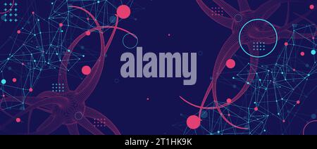 Vecteur de science de microbiologie. Bactéries microscopiques. Bactérie micro-organisme, virus et microbes fond. Illustration de Vecteur