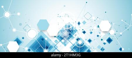 Modèle de présentation de la science et de la technologie. Fond de style plexus. Illustration de Vecteur
