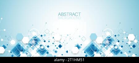 Modèle de présentation de la science et de la technologie. Fond de style plexus. Illustration de Vecteur