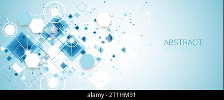 Modèle de présentation de la science et de la technologie. Fond de style plexus. Illustration de Vecteur