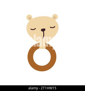 Jouets d'illustration hochet ours pour bébé. La notion de parentalité et de soin d'un enfant. Illustration de Vecteur