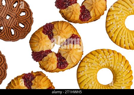 biscuits ronds sur un fond blanc closeup Banque D'Images