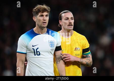 LONDRES, Royaume-Uni - 13 octobre 2023 : les ongles peints de Jackson Irvine d'Australie lors du match amical international entre l'Angleterre et Austra Banque D'Images