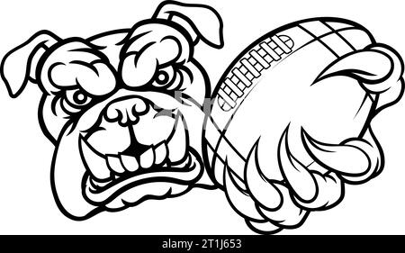 Bulldog Dog American football ball Mascot Sports Illustration de Vecteur