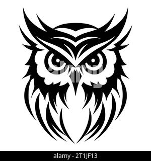 logo de tête d'animal sauvage oiseau hibou et illustration de symbole Illustration de Vecteur