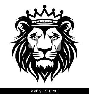 tête d'animal sauvage de lion avec illustration de couronne pour logo, mascotte ou symbole Illustration de Vecteur