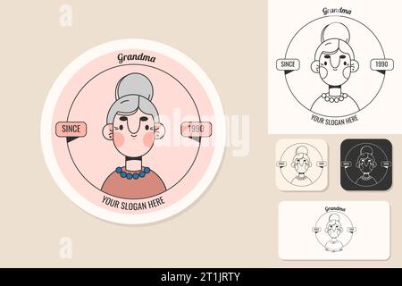 Définir les logos de la femme âgée âgée âgée isolée Illustration de Vecteur
