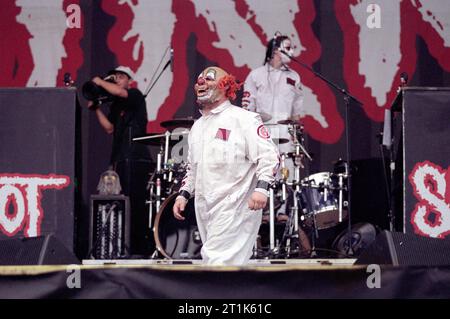 Monza Italie 2000-06-11, Shawn Crahan percussionniste du groupe Slipknot lors du festival Gods of Metal au Stadio Brianteo Banque D'Images