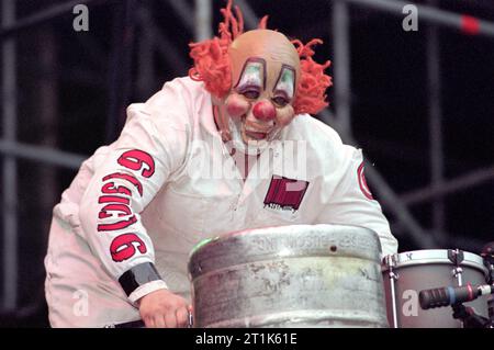 Monza Italie 2000-06-11, Shawn Crahan percussionniste du groupe Slipknot lors du festival Gods of Metal au Stadio Brianteo Banque D'Images