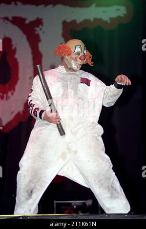 Monza Italie 2000-06-11, Shawn Crahan percussionniste du groupe Slipknot lors du festival Gods of Metal au Stadio Brianteo Banque D'Images