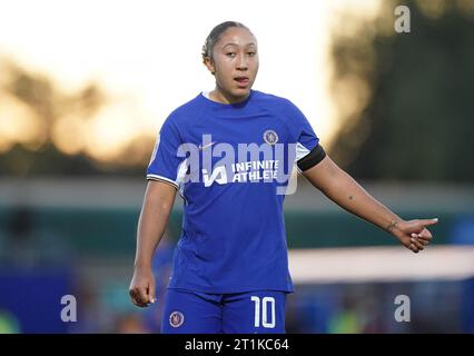 Lauren James de Chelsea lors du match de Super League féminine de Barclays à Kingsmeadow, Londres. Date de la photo : Samedi 14 octobre 2023. Banque D'Images