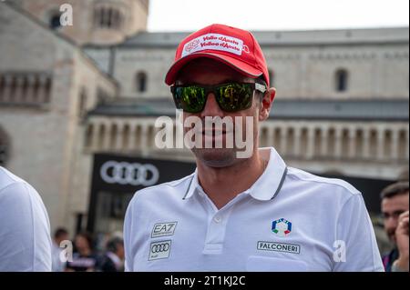 Trente, Italie. 14 octobre 2023. Simone Origone (skieur de vitesse italien) lors du Festival dello Sport 2023 - Festival sportif, événements sportifs à trente, Italie, octobre 14 2023 crédit : Agence photo indépendante/Alamy Live News Banque D'Images