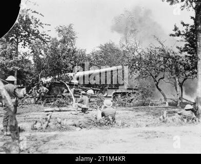 . La BATAILLE DE LA SOMME Le 1er juillet - 18 novembre 1916 un canon de fer 9,2 pouce en action pendant la bataille d'Albert. Banque D'Images