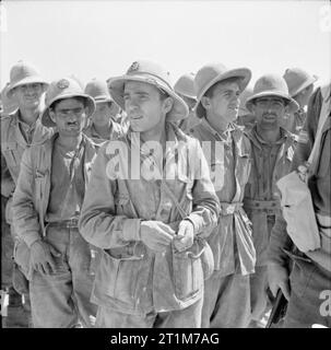 L'Armée britannique en Afrique du Nord 1942 prisonniers allemands et italiens capturés au cours de récents combats en Libye, 1 juin 1942. Banque D'Images