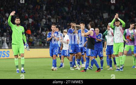 Bari, Pouilles, Italie. 14 octobre 2023. Bari 14/10/2023, pendant le match de football valable pour les qualifications européennes de l'UEFA, entre les équipes nationales d'Italie et de Malte au stade San Nicola à Bari.dans l'image : Gianluigi Donnarumma (crédit image : © Fabio Sasso/ZUMA Press Wire) USAGE ÉDITORIAL SEULEMENT! Non destiné à UN USAGE commercial ! Banque D'Images