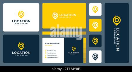 Modèle de conception de logo d'emplacement de point d'épingle avec le monogramme de la lettre initiale B illustration vectorielle graphique de conception. Symbole, icône, créatif. Illustration de Vecteur
