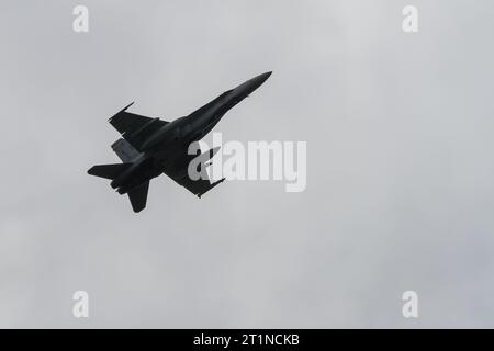 Un avion de chasse McDonnell Douglas F/A-18C Hornet avec l'USMC Marine Fighter Attack Squadron 115 (VMFA-115), connu sous le nom de Silver Eagles, Banque D'Images