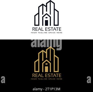 Conception de logo immobilier. Modèle de logo de couleur or immobilier de luxe Illustration de Vecteur