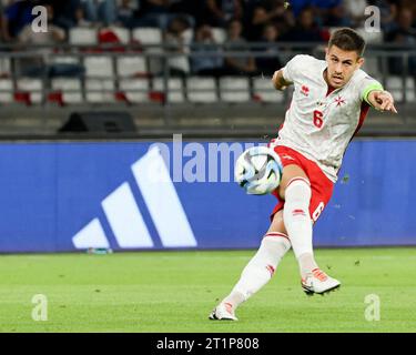 Bari, Pouilles, Italie. 14 octobre 2023. Bari 14/10/2023, lors du match de football valable pour les qualifications européennes de l'UEFA, entre les équipes nationales d'Italie et de Malte au stade San Nicola à Bari.dans l'image : Matthew Guillaumier (crédit image : © Fabio Sasso/ZUMA Press Wire) USAGE ÉDITORIAL UNIQUEMENT! Non destiné à UN USAGE commercial ! Banque D'Images