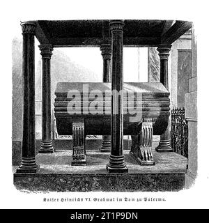 Tombe de Henri VI Empereur du Saint-Empire romain germanique dans la cathédrale de Palerme, Sicile, 12e siècle Banque D'Images