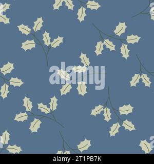 Branche décorative de motif sans couture de Noël avec des feuilles. Parfait pour le papier cadeau saisonnier, textile, design de célébration. Illustration vectorielle Illustration de Vecteur