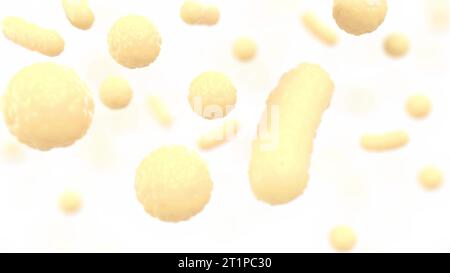 Les cellules graisseuses de microbiome à l'intérieur du corps des bactéries organiques rendu 3D. Banque D'Images