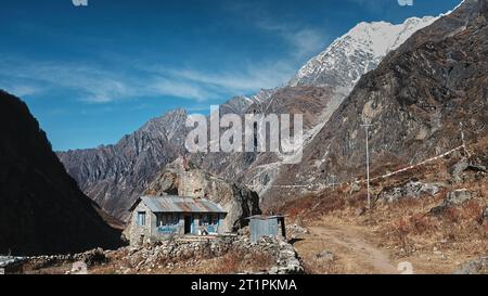 Maison dans la vallée de Langtang, reconstruit après le tremblement de terre Banque D'Images