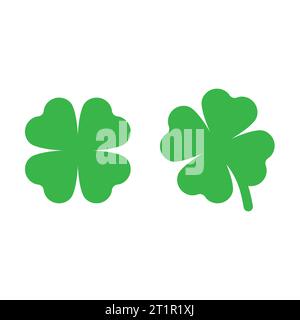 Icône vectorielle de trèfle à quatre feuilles. Shamrock, chance et symbole chanceux. Illustration de Vecteur