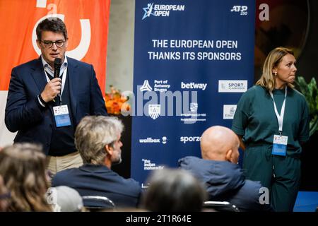 Anvers, Belgique. 15 octobre 2023. Le PDG Tennium, Kristoff Puelinckx photographié lors du tournoi européen Open de tennis ATP, à Anvers, le dimanche 15 octobre 2023. BELGA PHOTO JASPER JACOBS crédit : Belga News Agency/Alamy Live News Banque D'Images