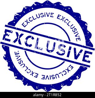 Grunge bleu mot exclusif rond joint caoutchouc cachet sur fond blanc Illustration de Vecteur