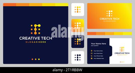 Logo lettre initiale R abstrait avec style technique et couleur dégradée. icônes pour les entreprises, internet et la technologie. Illustration de Vecteur