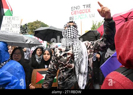 Washington, DC, États-Unis. 14 octobre 2023. 10/14/23 la Maison Blanche Washington DC. Des manifestants palististes se rassemblent dans le parc Lafayette en face de la Maison Blanche pour exprimer leur opinion sur la guerre en Israël et le massacre de personnes dans la bande de Gaza. (Image de crédit : © Christy Bowe/ZUMA Press Wire) USAGE ÉDITORIAL SEULEMENT! Non destiné à UN USAGE commercial ! Crédit : ZUMA Press, Inc./Alamy Live News Banque D'Images