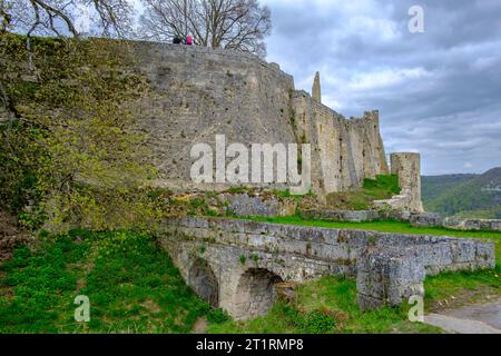 Ruines du château médiéval de Hohenurach, Bad Urach, Alb souabe, Bade-Wurtemberg, Allemagne. Banque D'Images